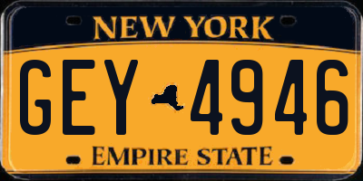 NY license plate GEY4946