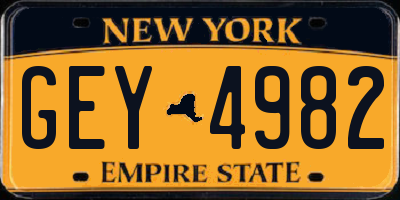 NY license plate GEY4982