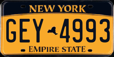 NY license plate GEY4993