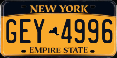 NY license plate GEY4996