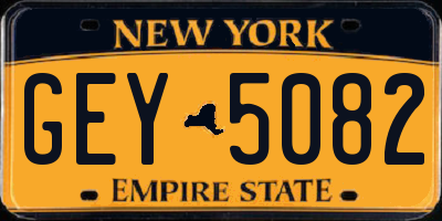 NY license plate GEY5082