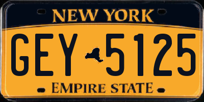 NY license plate GEY5125