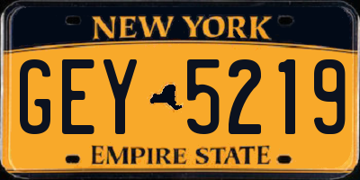 NY license plate GEY5219