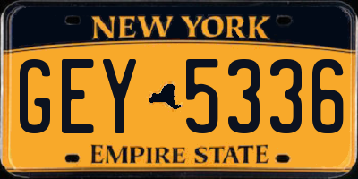NY license plate GEY5336