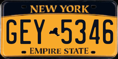 NY license plate GEY5346