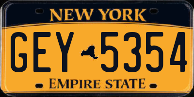 NY license plate GEY5354