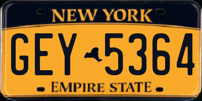 NY license plate GEY5364
