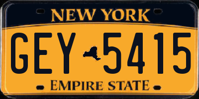 NY license plate GEY5415