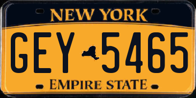 NY license plate GEY5465