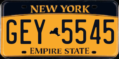 NY license plate GEY5545