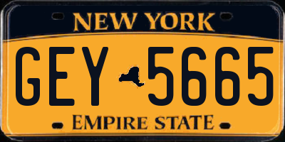 NY license plate GEY5665