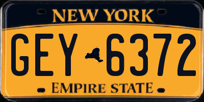 NY license plate GEY6372