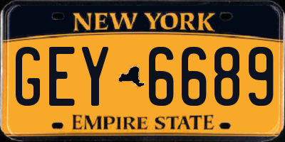 NY license plate GEY6689