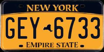 NY license plate GEY6733