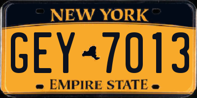 NY license plate GEY7013