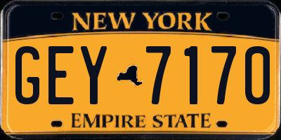 NY license plate GEY7170