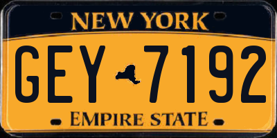 NY license plate GEY7192
