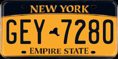 NY license plate GEY7280