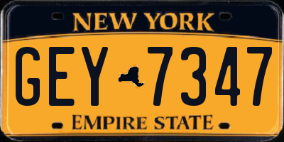 NY license plate GEY7347