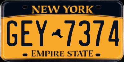NY license plate GEY7374