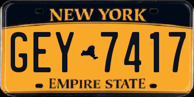 NY license plate GEY7417