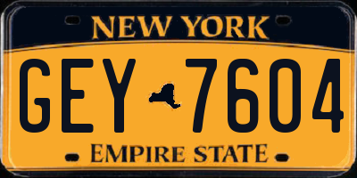NY license plate GEY7604