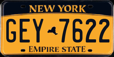 NY license plate GEY7622