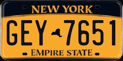 NY license plate GEY7651