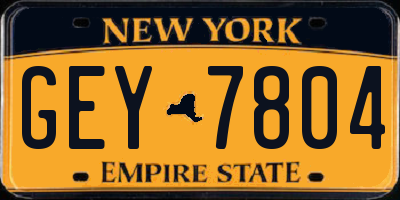 NY license plate GEY7804