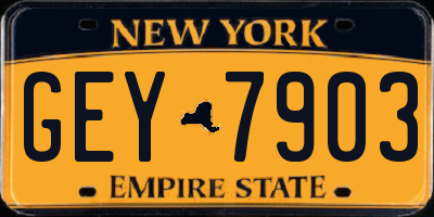 NY license plate GEY7903