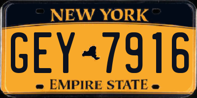 NY license plate GEY7916