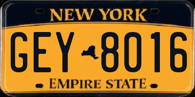 NY license plate GEY8016