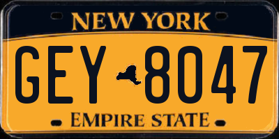 NY license plate GEY8047