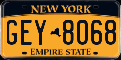 NY license plate GEY8068