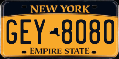 NY license plate GEY8080