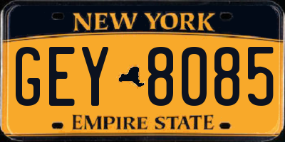 NY license plate GEY8085