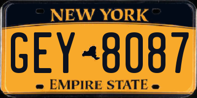 NY license plate GEY8087