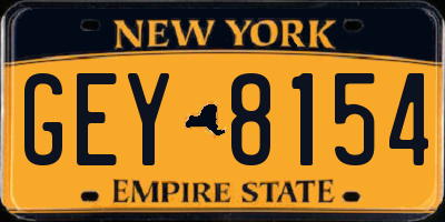 NY license plate GEY8154