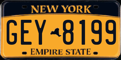 NY license plate GEY8199