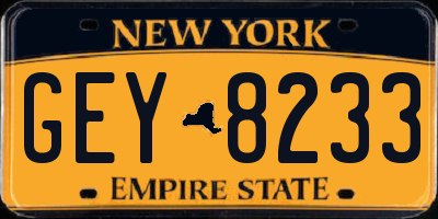 NY license plate GEY8233