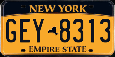 NY license plate GEY8313