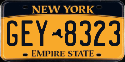 NY license plate GEY8323