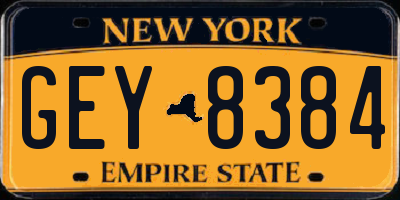 NY license plate GEY8384