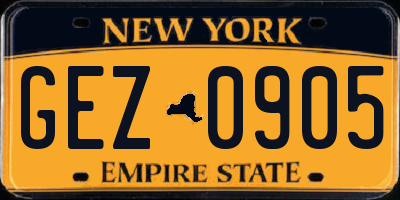 NY license plate GEZ0905