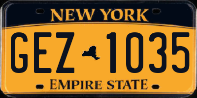 NY license plate GEZ1035