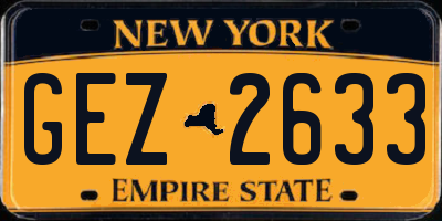 NY license plate GEZ2633