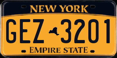 NY license plate GEZ3201