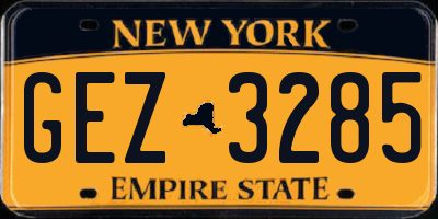 NY license plate GEZ3285