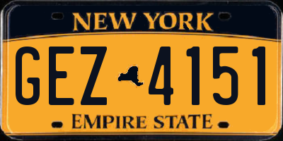 NY license plate GEZ4151