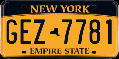 NY license plate GEZ7781